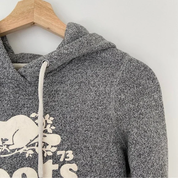 ROOTS SALT & PEPPER KANGA SWEATSHIRT HOODIE WITH CREAM LOGO, X SMALL - Picture 6 of 8
